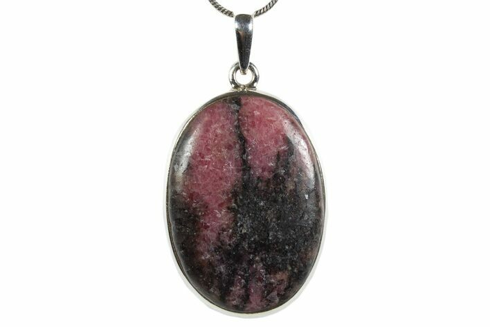 Polished Rhodonite Pendant (Necklace) - Sterling Silver #345259
